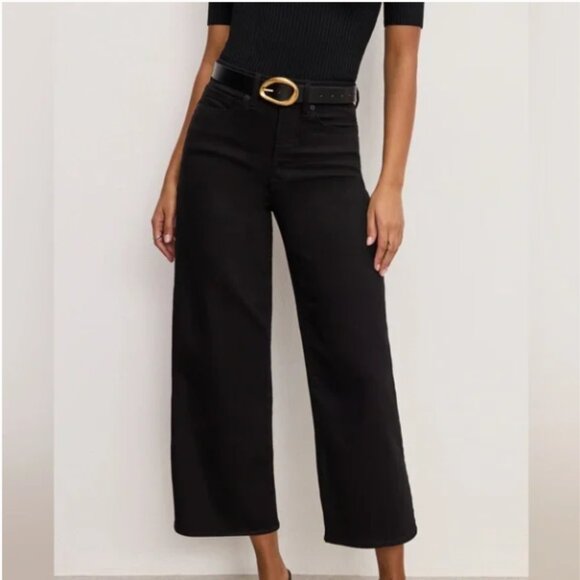 ✨ NWT Good American Good Waist Palazzo Crop – Black – Size 8 / 29 ✨